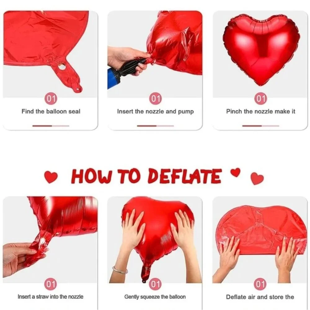 Valentine's day 20pcs heart shaped‎ decorative foil ballons Red color